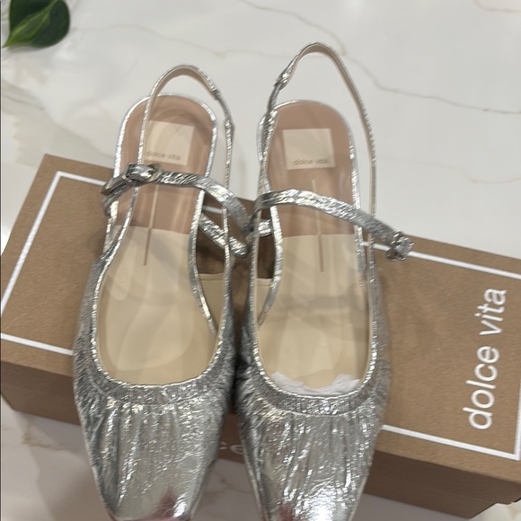 Dolce Vita Silver Flats with Textured Metallic Finish - Picture 2 of 5